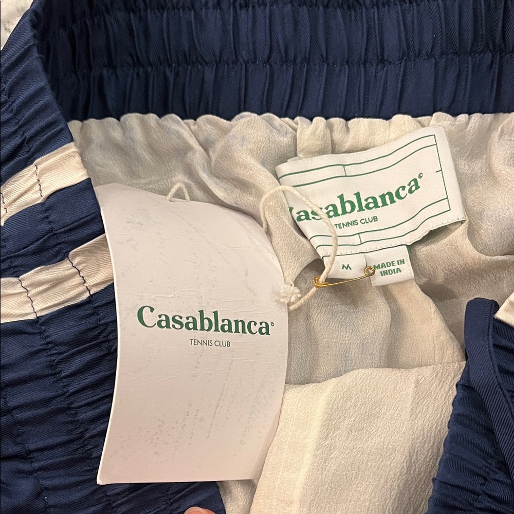 Casablanca Men's Navy Blue Silk Shorts - Picture 2 of 10